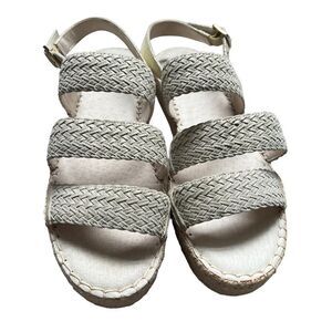 Caslon Sandals Womens 9.5M Woven Metallic Espadrille Platform Flatform Shoes